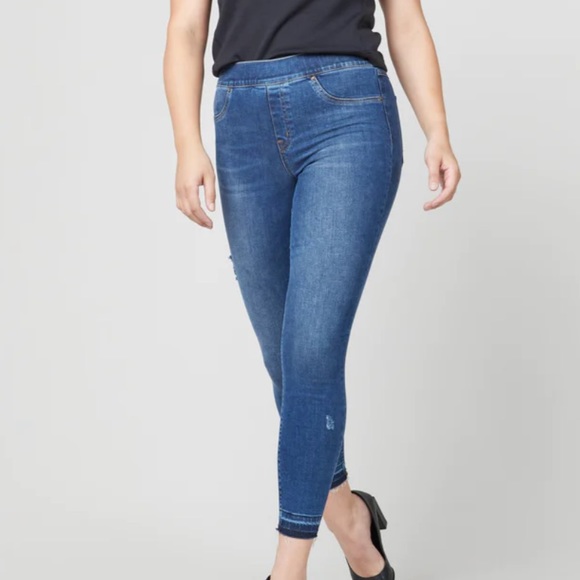 SPANX Distressed Ankle Skinny Jeans Medium Wash Medium - Picture 1 of 8